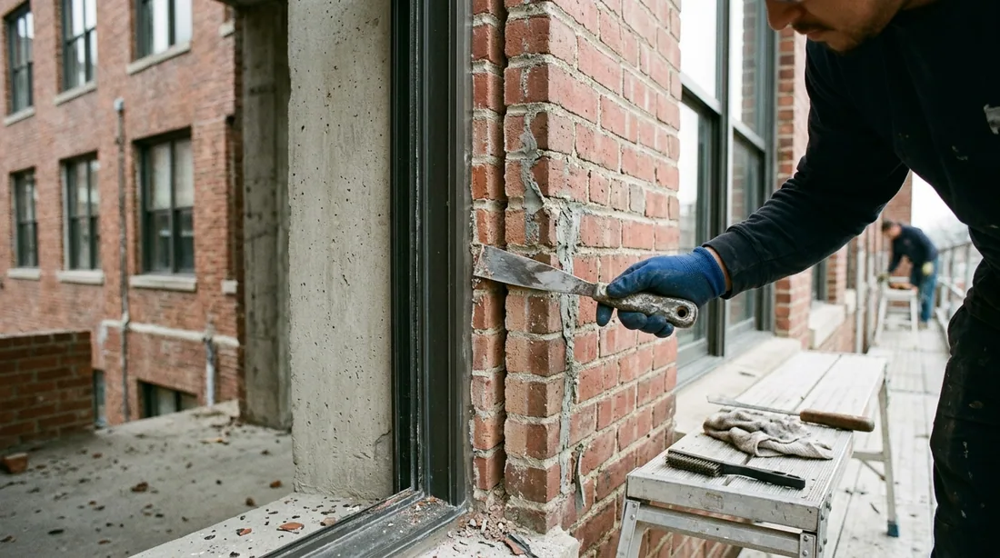 Existing sealant cut out to the substrate on both faces and the joint cleaned — Fort Wayne, IN